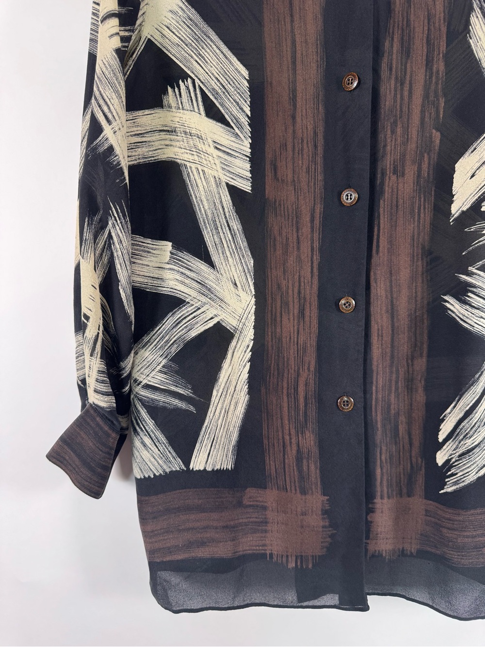 Peter Nygard 100% Silk Button Down Blouse VTG Abstract Artsy Modern Minimalist - Picture 3 of 13